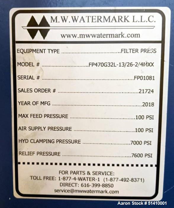 M.W. Watermark Automatic Filter Press