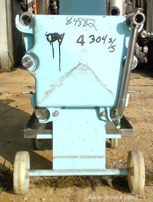 Used Filtrox-Werk Plate And Frame Polishing Press, 304 Stainless Steel. (16) stainless steel plates 15-1/2" (400 mm) x 15-1/2" (400 mm), 1 head, 1 tail and (6) stainless steel frames 15-1/2" (400 mm)...