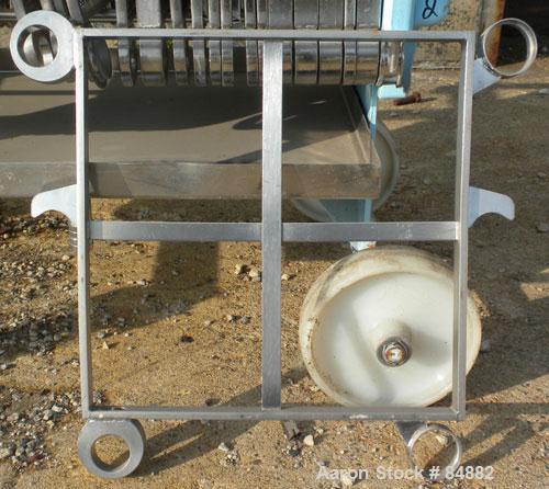 Used Filtrox-Werk Plate And Frame Polishing Press, 304 Stainless Steel. (16) stainless steel plates 15-1/2" (400 mm) x 15-1/2" (400 mm), 1 head, 1 tail and (6) stainless steel frames 15-1/2" (400 mm)...