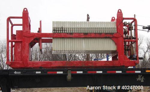 Used Flow Trend Center Feed Filter Press. 32 plates 39" x 39"; 14' long x 48" wide. Weight 10,000 lbs.