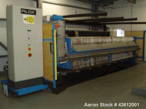 Used-Sidebar Filox 74 Chamber Filter Press, skid mounted.  3.3' x 3.3' (1000 x 1000 mm) plastic plates.  Maximum feed / filt...