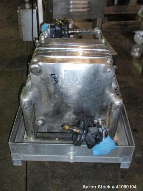 Used Hercules Filter Corporation Plate and Frame Filter Press, Model 16, Stainless Steel. (10) Approximately 16'' x 16'' plates, 4 eye, on portable base, serial #1454..
