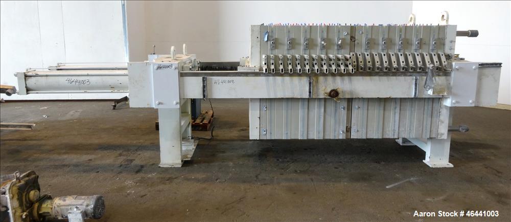 Used Hoesch 48" Side Bar Filter Press, Model A-48-202.2-D-2-PP-D60-D. (10) 48" x 48" polypropylene membrane plates. Approximate filter area 252.5 square feet filter area, approximate 19.9 cubic feet ...