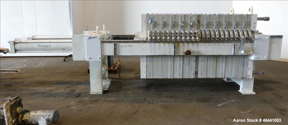 Used- Hoesch 48" Side Bar Filter Press, Model A-48-202.2-D-2-PP-D60-D. (10) 48" x 48" polypropylene membrane plates. Approxi...