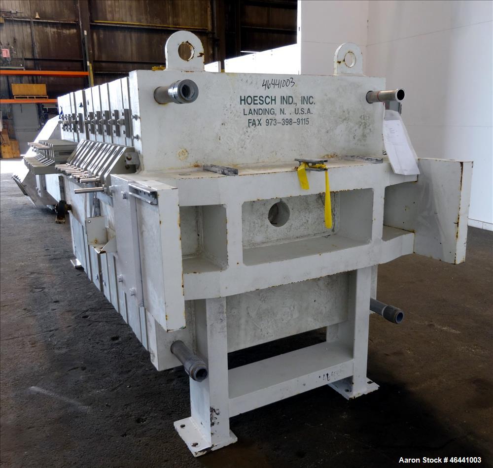 Used- Hoesch 48" Side Bar Filter Press, Model A-48-202.2-D-2-PP-D60-D. (10) 48" x 48" polypropylene membrane plates. Approxi...