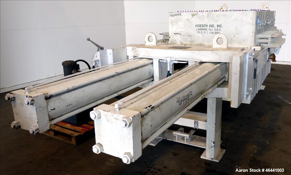 Used Hoesch 48" Side Bar Filter Press, Model A-48-202.2-D-2-PP-D60-D. (10) 48" x 48" polypropylene membrane plates. Approximate filter area 252.5 square feet filter area, approximate 19.9 cubic feet ...