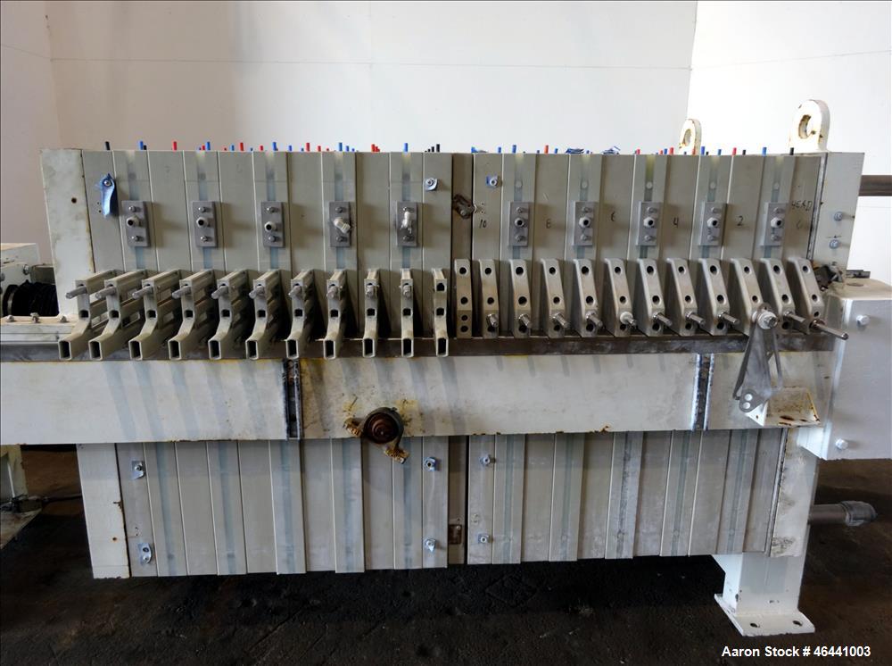 Used- Hoesch 48" Side Bar Filter Press, Model A-48-202.2-D-2-PP-D60-D. (10) 48" x 48" polypropylene membrane plates. Approxi...