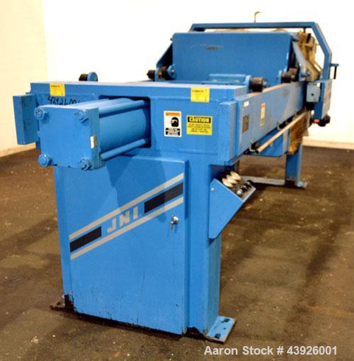 Used JWI J Press Filter Press, Model 1000N32-12/30-10/25SYLS. (12) 39.3” x 39.3” x 1/2'' recess polypropylene plates, (1) head, (1) tail plate. Approximately 206 square feet filter area, 10 cubic fee...