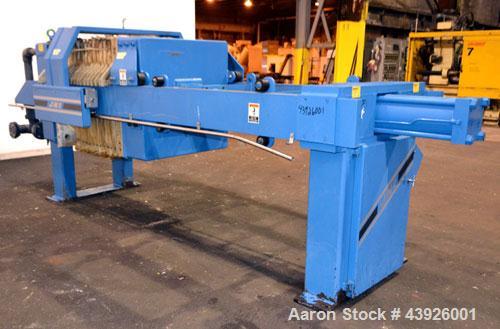 Used JWI J Press Filter Press, Model 1000N32-12/30-10/25SYLS. (12) 39.3” x 39.3” x 1/2'' recess polypropylene plates, (1) head, (1) tail plate. Approximately 206 square feet filter area, 10 cubic fee...