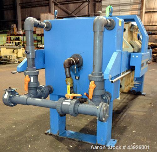 Used JWI J Press Filter Press, Model 1000N32-12/30-10/25SYLS. (12) 39.3” x 39.3” x 1/2'' recess polypropylene plates, (1) head, (1) tail plate. Approximately 206 square feet filter area, 10 cubic fee...