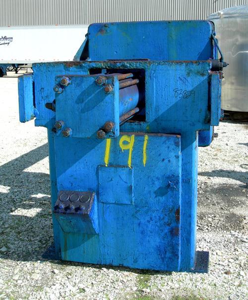 USED: JWI filter press, carbon steel frame. (83) 48" x 48" polypropylene plates, approximately 1300 square feet filter area, approximately 135 cubic feet cake capacity, 100 psi max filter pressure, h...