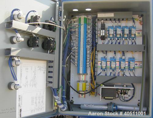 Used JWI J Press Filter Press, Model 630G32-29-8SYLW. (29) 25" x 25" x 2 1/2" thick x 1/2" recess polypropylene plates, (1) head, (1) tail plate. Approximately 121.53 square feet filter area, 10.13 c...