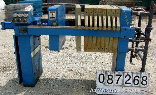 USED: JWI filter press, type J, model 630G38-6-2DNLS. (7) 630 mm (24 x 24) polypropylene plates, approximate 1/2" recess. Approximate 32 square feet filter area, 2.6 cubic feet cake capacity, approxi...
