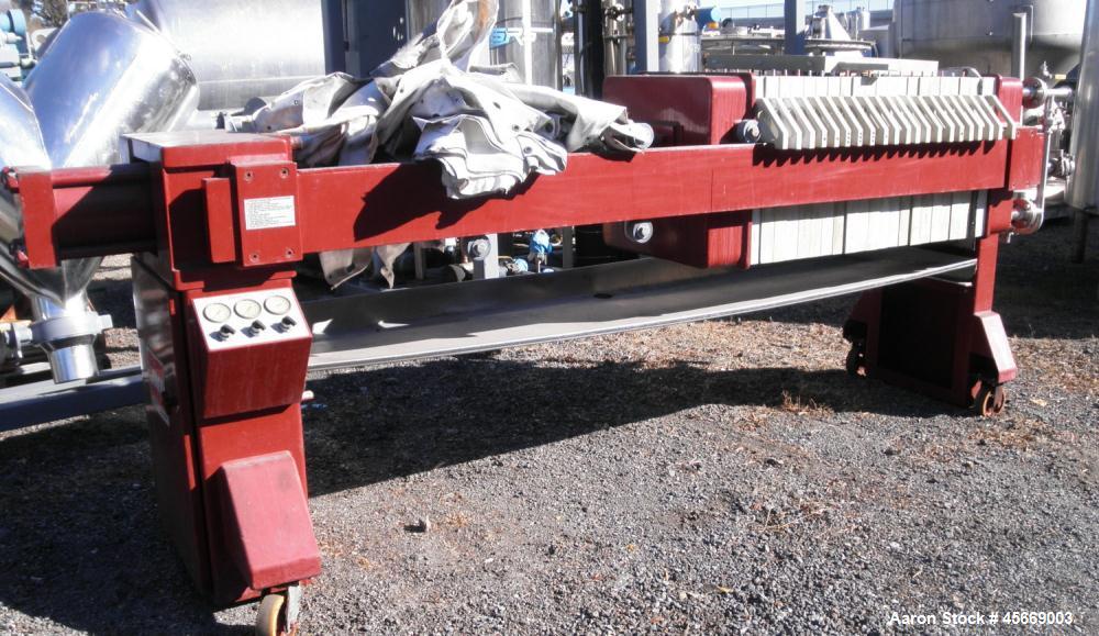 Used JWI Filter Press, includes (20) 24" x 24" (630mm) recessed polypropylene