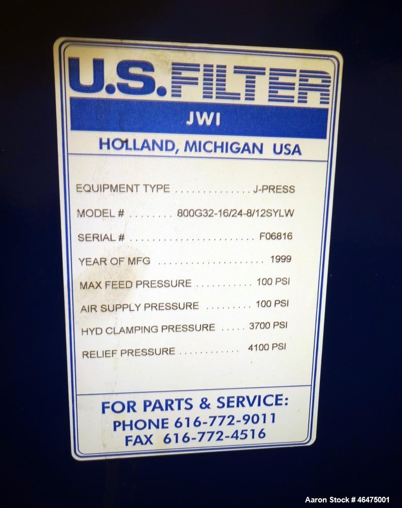 Used U.S. Filter / JWI J-Press Filter Press
