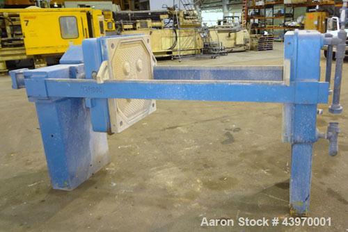 Used JWI Filter Press, Model 800G32-16-8DA.  (17) 31-1/2” x 31-1/2” (800 mm x 800 mm) polypropylene plates, approximate ½” recess, (1) head, (1) tail plate.  Approximately 93 square feet filter area,...
