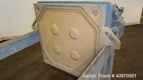 Used JWI Filter Press, Model 800G32-16-8DA.  (17) 31-1/2” x 31-1/2” (800 mm x 800 mm) polypropylene plates, approximate ½” recess, (1) head, (1) tail plate.  Approximately 93 square feet filter area,...