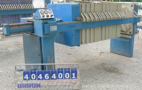 Used- JWI filter press, model 800G32-23-11/5DA.  (24) 31 1/2" x 31 1/2" (800 mm x 800 mm) polypropylene plates, approximate ...