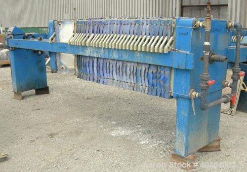 Used- JWI Filter Press, Model 800G32-30/50-15/25DA.(31) 31 1/2" x 31 1/2" (800 mm x 800 mm) polypropylene plates, approximat...