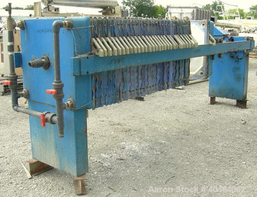 Used JWI Filter Press, Model 800G32-30/50-15/25DA.(31) 31 1/2" x 31 1/2" (800 mm x 800 mm) polypropylene plates, approximate 1" cake.Approximate 163.33 square feet filter area, 13.61 cubic feet capac...