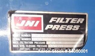 Filter Press, Manufactured by JWI, 25 sqft. Polypropylene Plates.