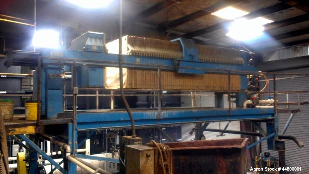 Used-JWI Plate and Frame Filter Press, Model J Press 1208G32-39/59-50/75SYLS.  48" x 48" Polyprop, 100 psi feed pressure, 10...