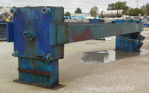 USED: JWI filter press, carbon steel frame. (83) 48" x 48" polypropylene plates, approx 1300 square feet filter area, approx 95 cubic feet cake capacity, approx 225 psi max filter pressure, head and ...