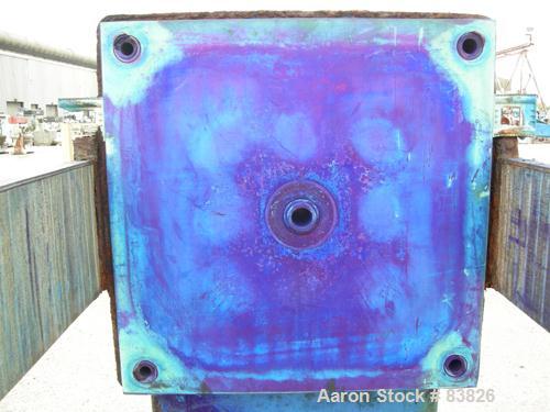 USED: JWI filter press, carbon steel frame. (83) 48" x 48" polypropylene plates, approx 1300 square feet filter area, approx 95 cubic feet cake capacity, approx 225 psi max filter pressure, head and ...