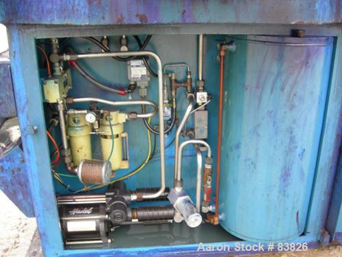 USED: JWI filter press, carbon steel frame. (83) 48" x 48" polypropylene plates, approx 1300 square feet filter area, approx 95 cubic feet cake capacity, approx 225 psi max filter pressure, head and ...