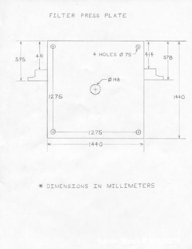 Used- JWI Recessed Plate Filter Press, Model 1450 mm