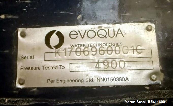 Used JWI / Evoqua Filter Press, Model J. Polyprop Plates. Pressure tested to 4900 psi.  S/n K1706960001C.