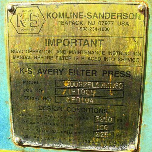 Used Carbon Steel Komline Sanderson Filter/Squeeze Press 