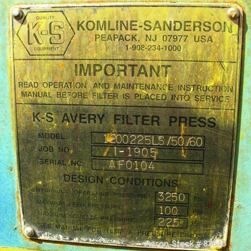 Used- Carbon Steel Komline Sanderson Filter/Squeeze Press 