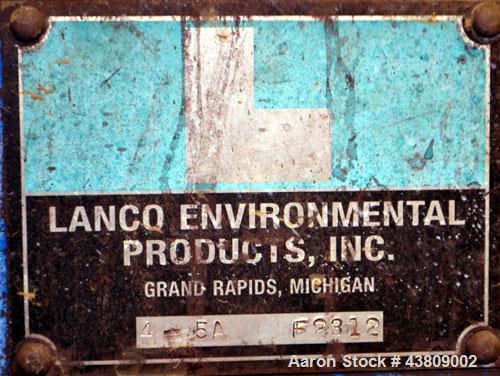 Used Lanco Environmental Products Filter Press, Model 4-5A. (16) Approximately 24-5/8" X 24-5/8" polypropylene plates, (1) head, (1) tail. Filter area approximate 22-1/2" x 22-1/2" x 1/2" recess. App...