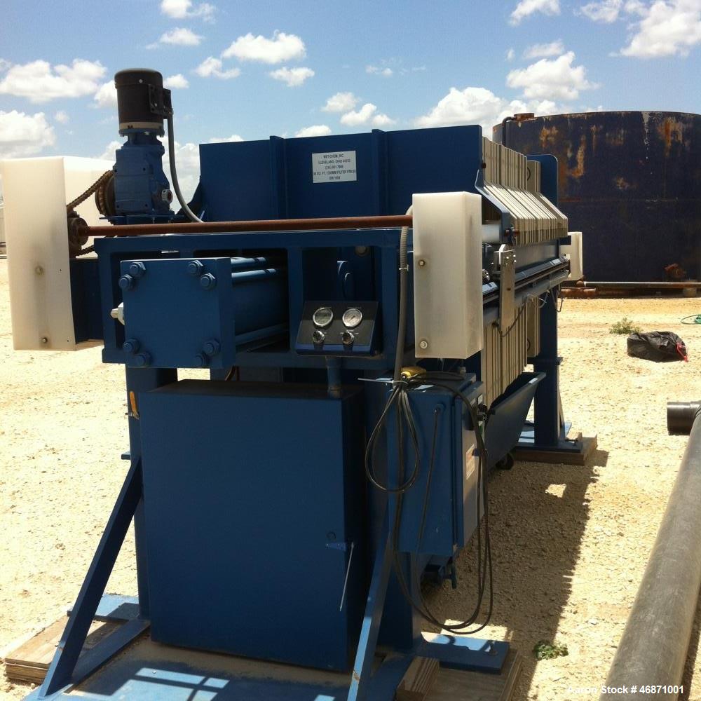 Unused- MetChem 30 Cubic Foot Hydraulic 1200 MM Filter Press. 25 gasket plates, fully automated, dumpsters included. Mfg. 2012.