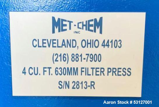 Met-Chem 4 Cubic Foot Filter Press