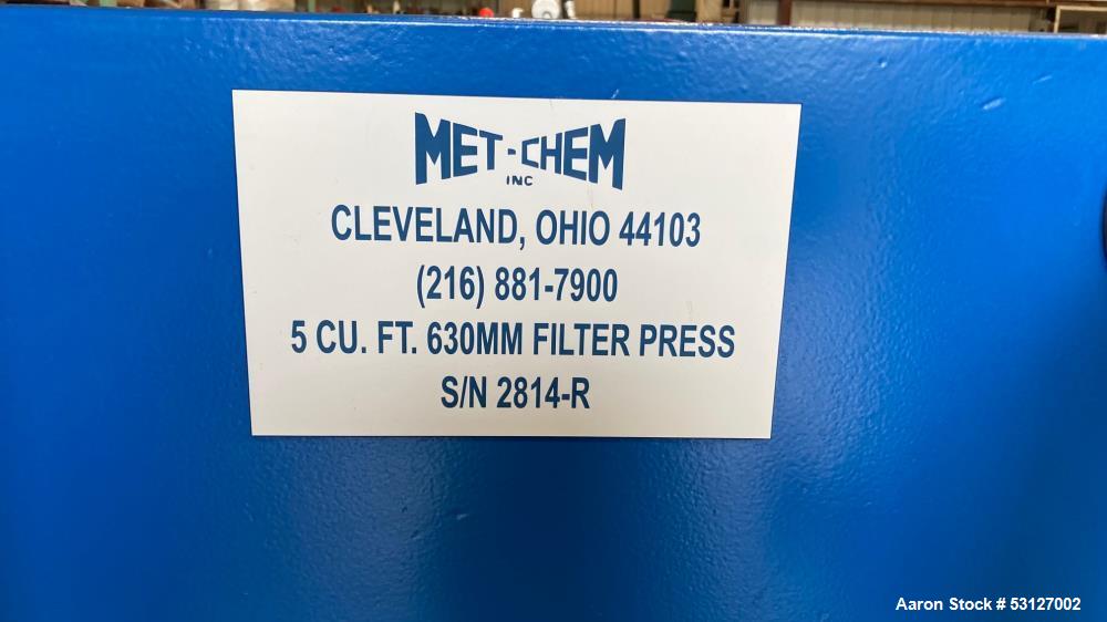 Used- Met-Chem 5 Cubic Foot 630mm Filter Press