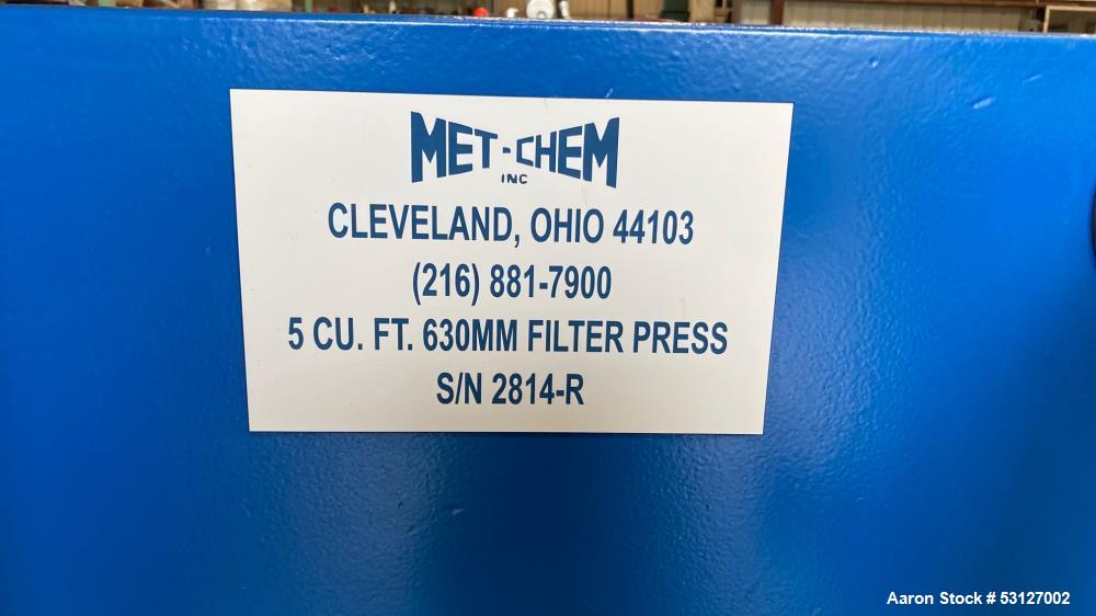 Used Met-Chem 5 Cubic Foot 630mm Filter Press