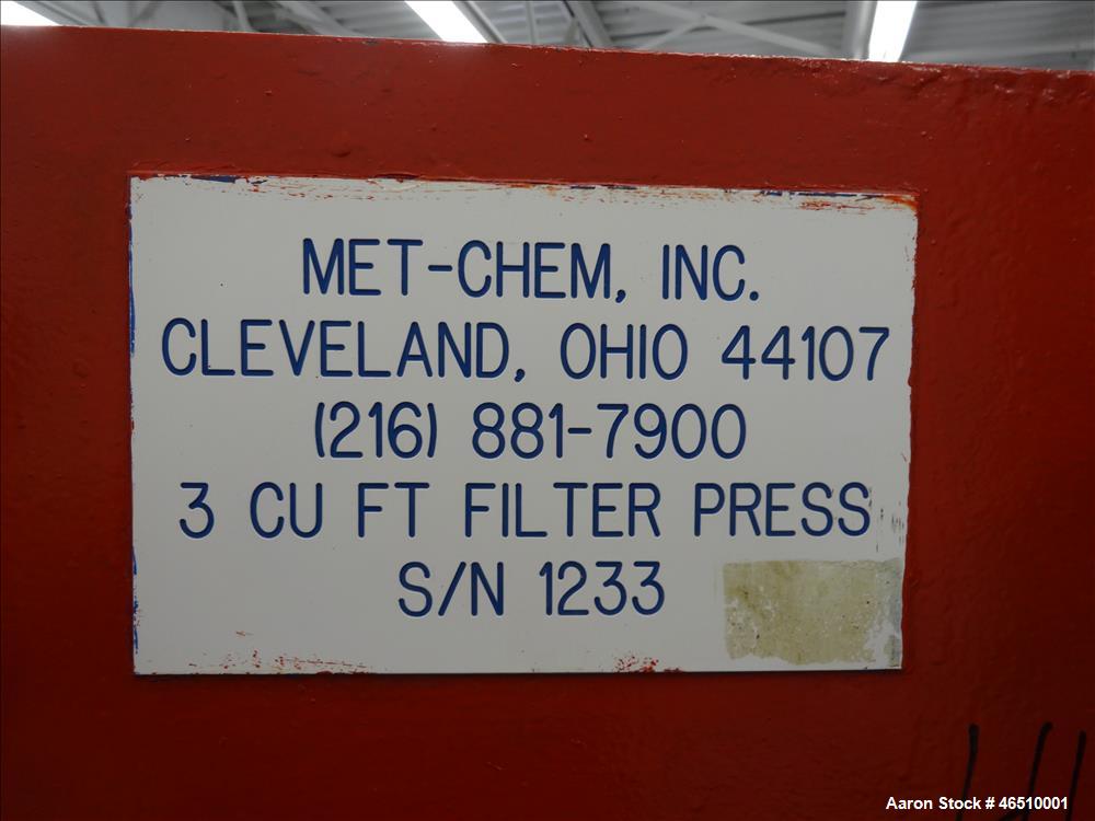 Used Met-Chem Filter press, 630 mm polypropylene plates.