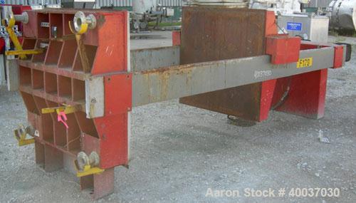 Used- Filter Press, 48" x 48". (20) 2 1/2'' thick polypropylene plates, 1/2'' recess. (1) head, missing tail plate. 4 corner...
