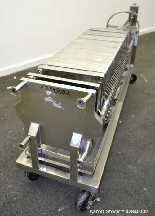 Used Plate & Frame Filter Press. (16) 15" x 15", 316 stainless steel plates, 2-7/8’’ thick, (14) 316 stainless steel frames 5/8’’ thick. Approximate filter area 50 square feet filter area, approximat...