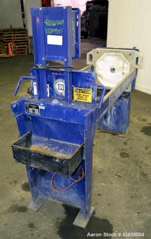 Used Pacific Press Filter Press Skeleton Only, Model P470E138A-3/5R. Requires 470mm plates. Maximum filter area 52-86 square feet, maximum cake capacity 3-5 cubic feet. Includes an automatic pump con...