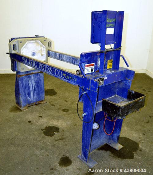 Used Pacific Press Filter Press Skeleton Only, Model P470E138A-3/5R. Requires 470mm plates. Maximum filter area 52-86 square feet, maximum cake capacity 3-5 cubic feet. Includes an automatic pump con...