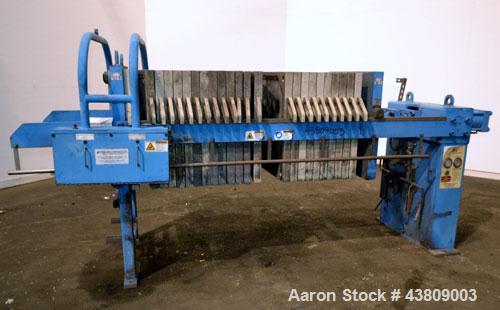 Used Parkson Lanco Environmental Products Filter Press, Model AFP-800-100. (21) Approximately 31-3/8" X 31-3/8" polypropylene plates, (1) head, (1) tail. Filter area approximate 28-1/2" x 28-1/2" x 1...