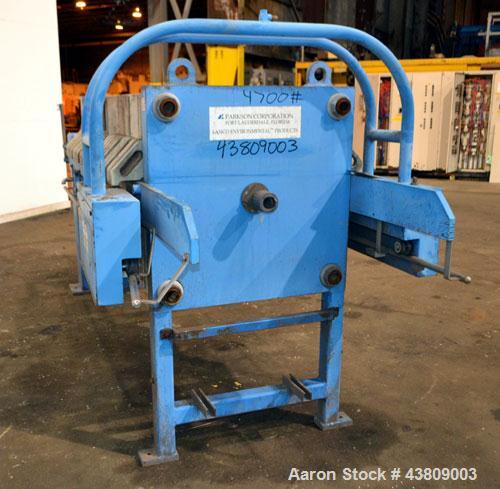 Used Parkson Lanco Environmental Products Filter Press, Model AFP-800-100. (21) Approximately 31-3/8" X 31-3/8" polypropylene plates, (1) head, (1) tail. Filter area approximate 28-1/2" x 28-1/2" x 1...