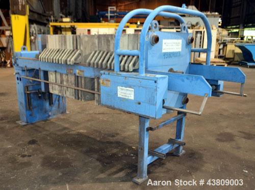 Used Parkson Lanco Environmental Products Filter Press, Model AFP-800-100. (21) Approximately 31-3/8" X 31-3/8" polypropylene plates, (1) head, (1) tail. Filter area approximate 28-1/2" x 28-1/2" x 1...