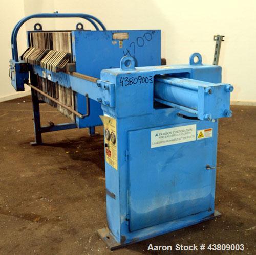 Used Parkson Lanco Environmental Products Filter Press, Model AFP-800-100. (21) Approximately 31-3/8" X 31-3/8" polypropylene plates, (1) head, (1) tail. Filter area approximate 28-1/2" x 28-1/2" x 1...