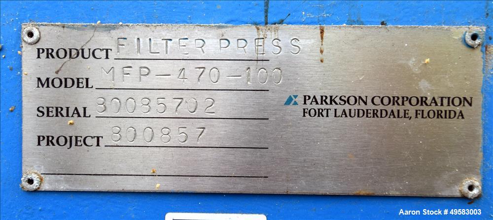 Used Parkson Filter Press, Model MFP-470-100.