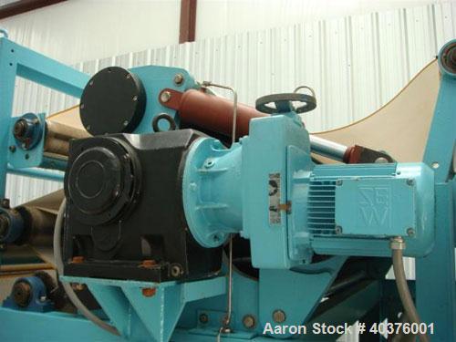 Used Parkson 2 meter belt filter press. Includes Moyno pump, Goulds pump, (1) new stainless steel control panel, (1) new control cabinet with Allen Bradley PLC, tank with new agitator, new polymer fe...