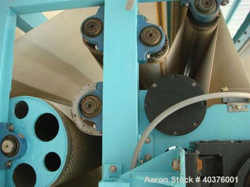 Used Parkson 2 meter belt filter press. Includes Moyno pump, Goulds pump, (1) new stainless steel control panel, (1) new control cabinet with Allen Bradley PLC, tank with new agitator, new polymer fe...